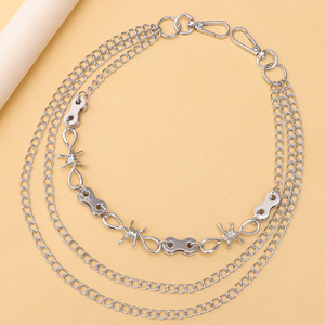 โซ่คาดเอวหลายชั้น โซ่โลหะสำหรับกางเกงยีนส์ สไตล์ฮิปฮอป อุปกรณ์เสริมโลหะผสมสังกะสีสำหรับทุกเพศ - Product Image 3