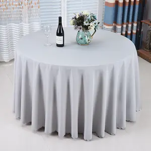 定制粉色圆桌套聚酯纯色桌布，用于酒店会议婚礼宴会客厅装饰
