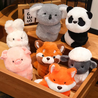 Bracelet en peluche brodé en tissu de coton pour enfants, motif renard, raton laveur, koala, panda, avec fonction claquant et s'agrippant, idéal pour les anniversaires