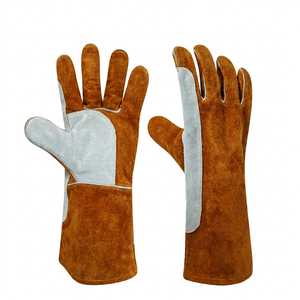 Gants de soudage en cuir robustes Holy Signs International avec doublure en coton, résistants à la chaleur, pour applications TIG, paume renforcée, longs - Product Image 1