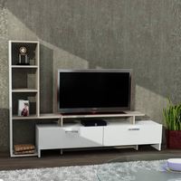 2024 grosir desain baru 80 inci dudukan tv dinding kayu kabinet terpasang hitam putih penyangga tv mdf