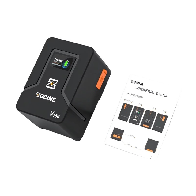 Zgcine Zg-v160 Mini V-mount 9600mAh Battery PD USB-C 100W Charge D-Tap BP USB-C/-A Output for Bmpcc 4/6K Pro Zcam R5C Fx3