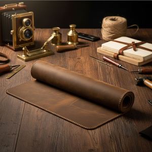 Vintage Real Leather <b>Large</b> Brown Comfortable Dirt-Resistant Men's Office <b>Desk</b> Mat Mouse Pad - Product Image 4