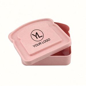Boîtes à sandwich en forme de pain grillé en paille de blé écologique réutilisables avec couvercle en plastique sans BPA et logo personnalisé pour boîtes à lunch - Product Image 1