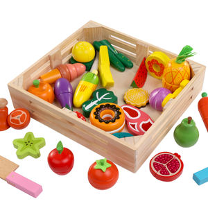 Ensemble de 30 pièces de fruits à découper en bois de haute qualité avec plateau, jouets de cuisine et d'alimentation pour enfants, pour les <span class=keywords><strong>jeux</strong></span> de cuisine des filles - Product Image 1