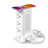 Regleta de Enchufes Vertical con Carga Inalámbrica y 3 Puertos USB Tipo C PD de Carga Rápida, Tomas Universales, Certificación CE, Venta al Por Mayor de Fábrica, Logotipo Personalizado