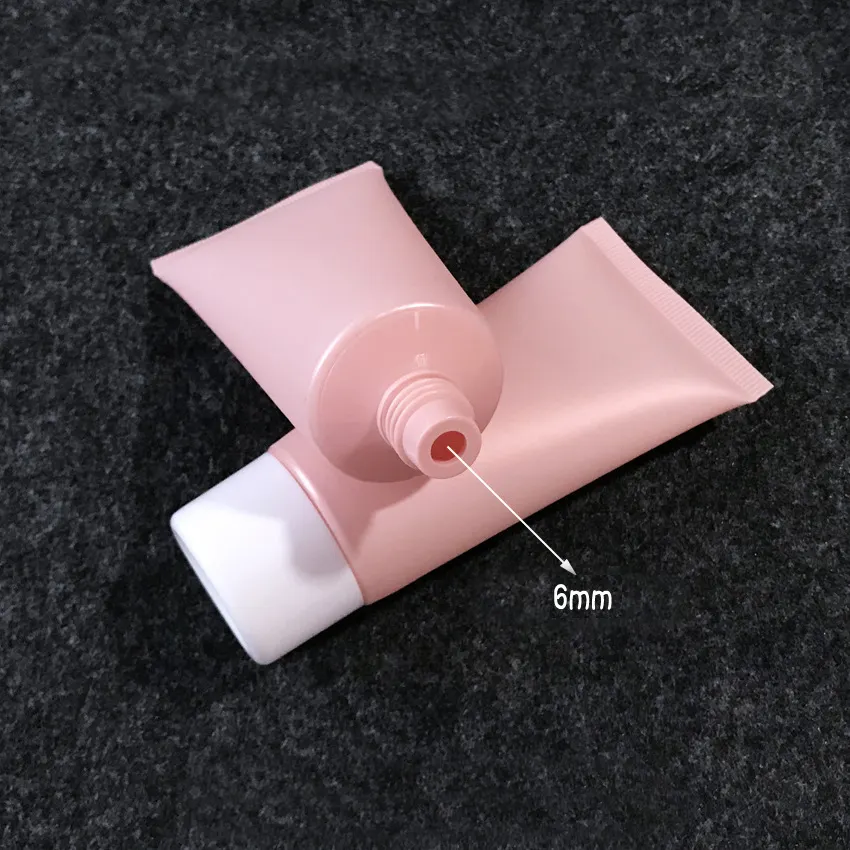 Tube cosmétique rose mat, 1 pièce de 50g, bouteille pour nettoyant le visage, emballage de voyage, tube doux pour cosmétiques
