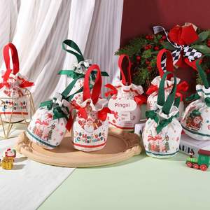 Sac cadeau en toile recyclable pour Noël, mariage ou enfants, avec cordon de serrage et ruban, pour bonbons et cadeaux de remerciement - Product Image 3