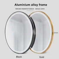 Miroir ovale en verre LED intelligent décoratif pour la maison moderne, fixé au mur pour la salle de bain ou le salon, vente en gros de Chine, plexiglas RM Morden
