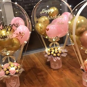 Ramo de Globos de Burbuja Desechables y <span class=keywords><strong>Cesta</strong></span> de Flores Artificiales para Mamá, Navidad, Año Nuevo, Día de San Valentín, Cumpleaños - Product Image 4