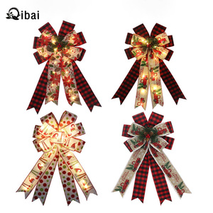 Qibai手作り小さなプラスチックリボンクリスマスツリーの木の上の弓の装飾ペンダント - Product Image 3