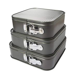Lixsun, 3 uds., moldes para hornear pasteles de acero al carbono antiadherentes, juego de moldes para hornear cuadrados con forma de resorte - Product Image 2