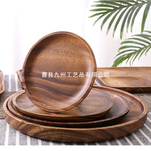 Cross-border walnut wood <b>trays</b>, hotel and home tableware, solid wood dry <b>tea</b> <b>trays</b>, wooden plates, Japanese fruit platters - Product Image 2
