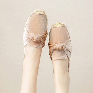 <span class=keywords><strong>Mules</strong></span> en <span class=keywords><strong>daim</strong></span> décontractées à nœuds pour femmes, légères, semelle en jute antidérapante, sandales plates d'été, espadrilles - Product Image 5
