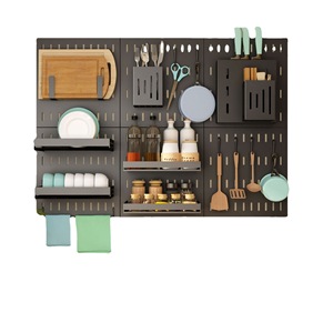 Kitchen Storage Rack Pegboard Wall Mounted Multi Functional Organizer Spice Rack Dish Drainer 8-11.9in Depth - Product Image 5