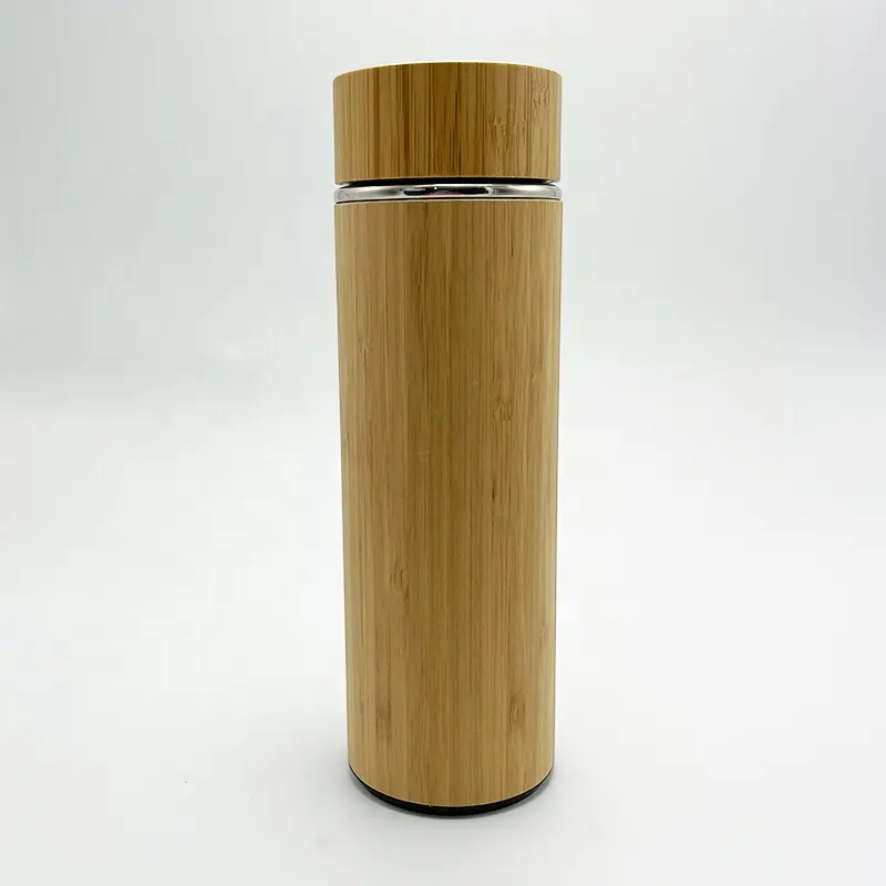 Infuser Water Bottle 450ml 500ml Eco Friendly Double Walled Bamboo Water Bottle With Bamboo Lid And Tea Or Fruit Infuser