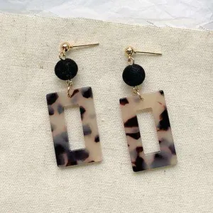 Dangle geometric rectangle resin stud earrings wholesale custom shape laser cut acrylic earrings