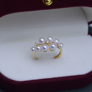 Fresh <b>Water</b> AK Pearl Ring 4-5mm Round Strong Light Almost Flawless White S925 Silver Multi Bead Bracelet <b>Crystal</b> Jewelry - Product Image 2