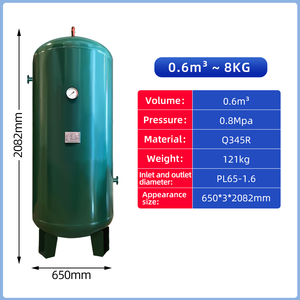 Réservoir de stockage d'air de haute qualité 300L 600L 1000L 2000L Réservoir de récepteur d'air approuvé ASME 8Bar pour compresseurs industriels - Product Image 3