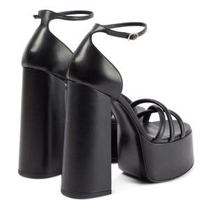 Personnalisé 2024 <span class=keywords><strong>à</strong></span> la mode noir en cuir PU bout ouvert croix <span class=keywords><strong>à</strong></span> lanières boucle sangle chaussures <span class=keywords><strong>à</strong></span> talons hauts personnalisé femmes plate-forme grosses sandales - Product Image 6