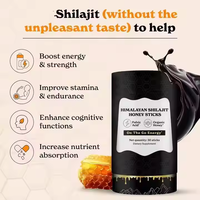 Palitos de Miel de Shilajit Puro del Himalaya, Marca Privada OEM, Venta al Por Mayor, 30 Unidades, HALAL, Vegano, Ácido Fúlvico, Suplemento Energético con Azafrán