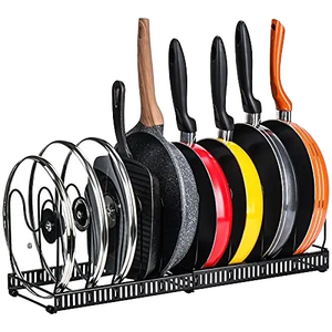 Support de rangement pour couvercles de casseroles en fil métallique extensible à 13 crochets pour le rangement en <span class=keywords><strong>cuisine</strong></span> - Product Image 1