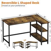 Bureau d'ordinateur SINCERE, bureau d'écriture à 2 niveaux empilables, structure en acier industriel, marron noir, bureau, salon, LWD47X