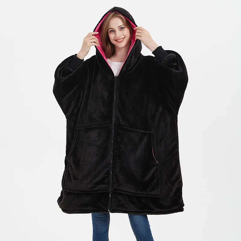 Fabriek Winter Tv Capuchon Deken Hoodie Sherpa Fleece Knuffel Flanel Oversized Hoodie Deken