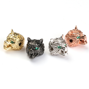 Di alta qualità testa di lupo perline occhi verdi gioielli animali moda perline di zirconi cubici per la creazione di gioielli - Product Image 3