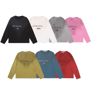 T-shirts thermiques décontractés en coton tricoté à imprimé numérique personnalisé, anti-boulochage, coupe ample, style streetwear pour hommes – Vente en gros - Product Image 1