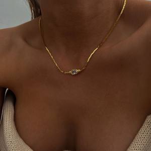 Acero inoxidable mantener el color libre <span class=keywords><strong>de</strong></span> alergias moda <span class=keywords><strong>de</strong></span> lujo colorido circón <span class=keywords><strong>tejido</strong></span> <span class=keywords><strong>cadena</strong></span> collar pulsera oro - Product Image 3