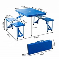 Hot Sale Garten Tragbare faltbare Abs Kunststoff Klapp Esstisch mit 4 Sitzen Klapptisch