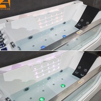 Baignoire à remous blanche à jacuzzies simples d'intérieur moderne avec massage à l'air et lumières LED colorées cascade intégrée pour adultes