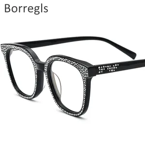 醋酸博雷格尔斯光学眼镜框女性超大方形眼镜男性处方眼镜配锆石钻石