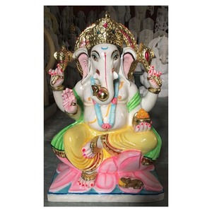 Sculpture en marbre peint, seigneur Ganesha, magnifique, 9 cm - Product Image 1