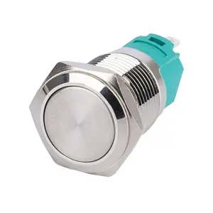 Plat Head IP65 Degree Momentary Latching 1NO1NC 16mm Waterproof Stainless Steel Metal Switch Push Button