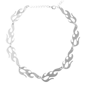 Flame Clavicle Chain <b>Necklace</b> Zinc Alloy Geometric Pendant Daily Wear Harajuku Style Trendy Student <b>Couple</b> Jewelry - Product Image 5