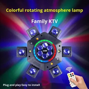 Luz de Ambiente <span class=keywords><strong>LED</strong></span> Giratoria de Alta Gama IP33 de 6 Brazos con Láser de Siete Colores, Control Remoto/Sonido, Cabezal Móvil para Salas de Karaoke KTV - Product Image 3