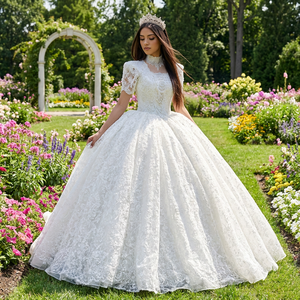 Wx359 Modern Ball Gown <b>Wedding</b> Dresses Luxury Full Lace Appliques Bridal Gowns Custom Made Floor-Length Chapel Train for - Product Image 1