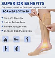 Chaussettes de compression montantes à fermeture éclair 20-30 mmHg à bout fermé pour mollets, en nylon, du fabricant