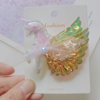 Vente en gros YT - Barrettes et pinces à cheveux en plastique avec paillettes, licorne, ailes d'ange, arc-en-ciel, pour filles, enfants, accessoires de fête