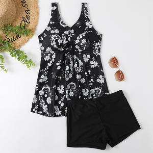 New kích thước lớn của phụ nữ riêng biệt áo tắm nổ cao-Eo áo tắm nhiều màu in đồ bơi bảo thủ - Product Image 5