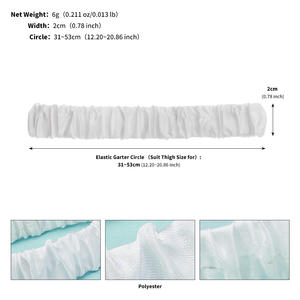 Simple Sexy Blanco Muslo Banda Moda Nupcial Boda Accesorio Diseño fruncido Correa elástica para la pierna - Product Image 6