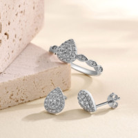 Ensemble de bijoux pour femme en argent sterling 925 avec pendentif, boucles d'oreilles et bague en zircone cubique 5A de forme poire