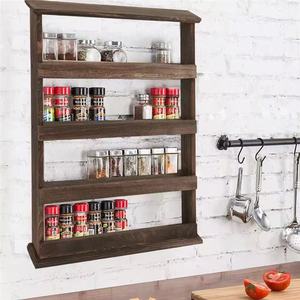 Étagère à épices en bois pour l'intérieur et l'extérieur, présentoir mural pour épices, étagère à épices à plusieurs niveaux pour comptoir, armoire de cuisine - Product Image 1