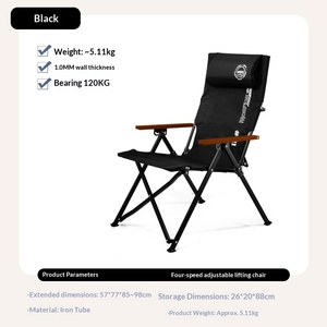 Chaise de camping pliable portable, siège léger et pliable pour l'extérieur avec appui-tête réglable pour la randonnée, la pêche, la plage - Product Image 4