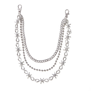 Multi Layered Spike Waist <b>Chain</b> Tibetan Silver Hip Hop Punk Style Pants <b>Chain</b> For Nightclub Fashion Body <b>Chain</b> - Product Image 5