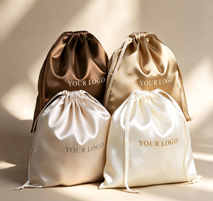 <b>Satin</b> Drawstring Pouch Custom Logo Imitation Silk Bag For Ballet <b>Shoe</b> Wig Jewelry Cosmetic Storage With Pearl Tassel Custom Logo - Product Image 4