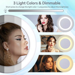 Espejo Circular para Selfies con Clip para Teléfono, Espejo de Bolsillo con Luz LED Ajustable, Anillo de Luz con Clip para Fotografía con Teléfono - Product Image 2