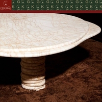 Table basse en marbre GOLDKING, veinée blanche, pour salon, forme organique personnalisée, design de pieds en spirale, polie